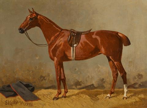 Emil Volkers - Zwei gesattelte Pferde