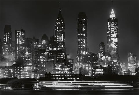 Andreas Feininger - Downtown Manhattan by Night, New York
