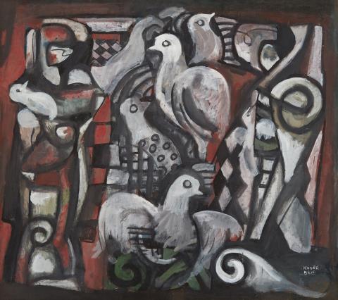 Béla Kádár - Komposition mit Vögeln