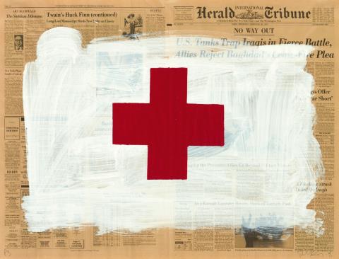 Robert Longo - Untitled (Red Cross on White)
