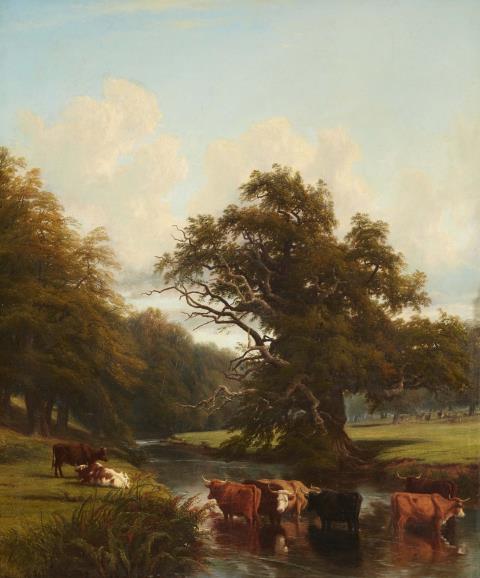 Thomas Baker - River Landscape with a Herd of Cattle