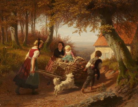 Christian Eduard Boettcher - Children Collecting Firewood