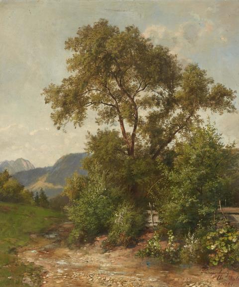 Christian Friedrich Mali - Landschaft bei Brannenburg am Inn mit dem Wendelstein im Hintergrund