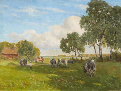 Paul Müller-Kaempff - Summer Meadows in a Fishing Village