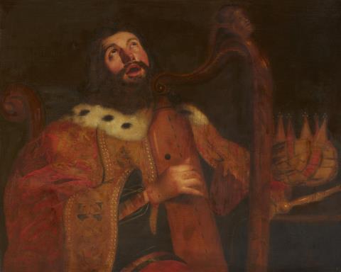  Antwerpener Meister - König David die Harfe spielend