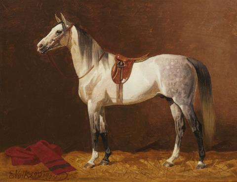 Emil Volkers - Saddled Horse in a Stable