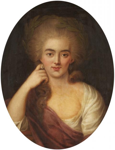 Englischer Meister des 18. Jahrhunderts - Bildnis einer Dame mit Lorbeerkranz
