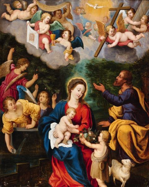 Pieter van Avont - The Holy Family with Saint John and Angels