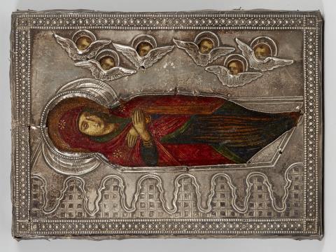 Russia 19. Jahrhundert - Ikone der entschlafenen Gottesmutter mit Engeln