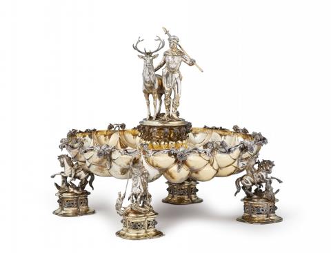 Jean Louis Schlingloff - An opulent parcel gilt Hanau silver centrepiece