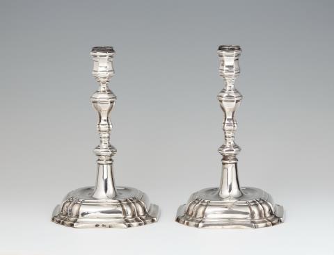 Georg Wilhelm Strunck - A pair of rare Bochum silver candlesticks