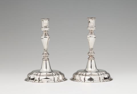 Johann David Weller - A pair of Liegnitz silver candlesticks