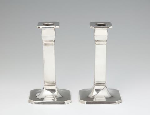 Tiffany & Co. - A pair of Art Deco Tiffany silver candlesticks