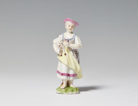  Zürcher Porzellanfabrik in Schooren - A Zurich porcelain figure of a girl with a lamb