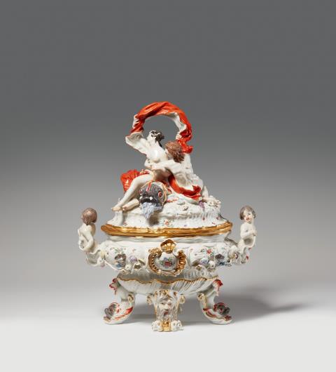 Johann Joachim Kaendler - A Meissen porcelain tureen with Acis and Galatea from the Swan Service