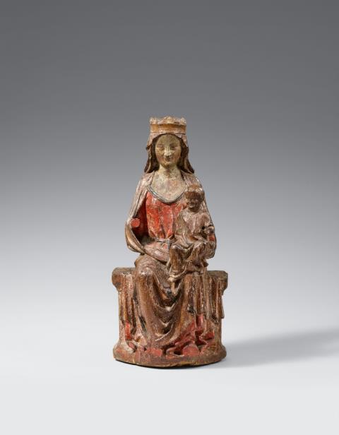 Cologne circa 1290/1320 - A Cologne carved wood figure of the Virgin enthroned, circa 1290/1320