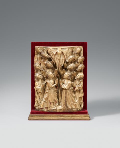  Nottingham - A mid-15th century Nottingham ivory pentecost relief