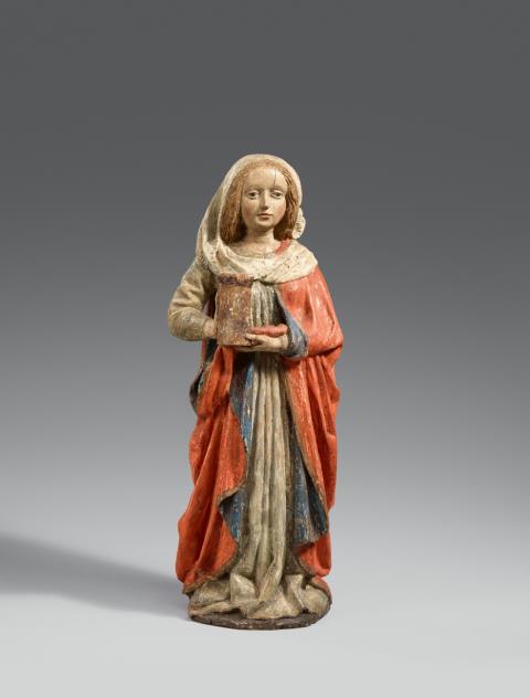  Central Rhine Region - A late 15th century carved wooden figure of Mary Magdalene, probably Central Rhine Region
