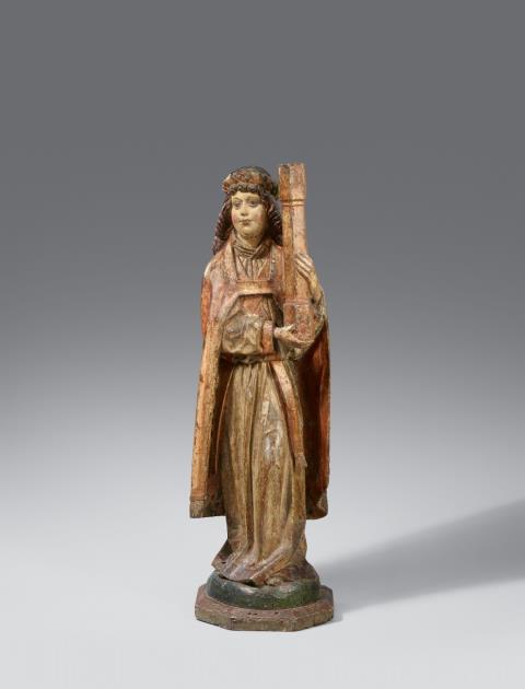 South German circa 1490 - A South German carved wooden angel candlestick, circa 1490