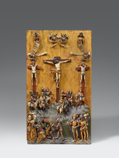 German circa 1500 and 19th century - A German crucifixion relief, circa 1500 with 19th century additions