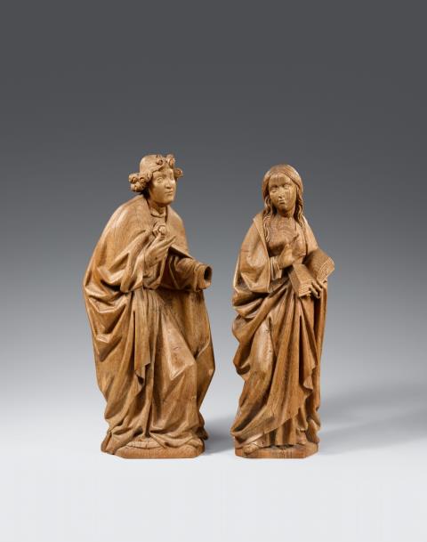 Probably Cologne circa 1500 - A carved wood Annunciation scene, probably Cologne, circa 1500