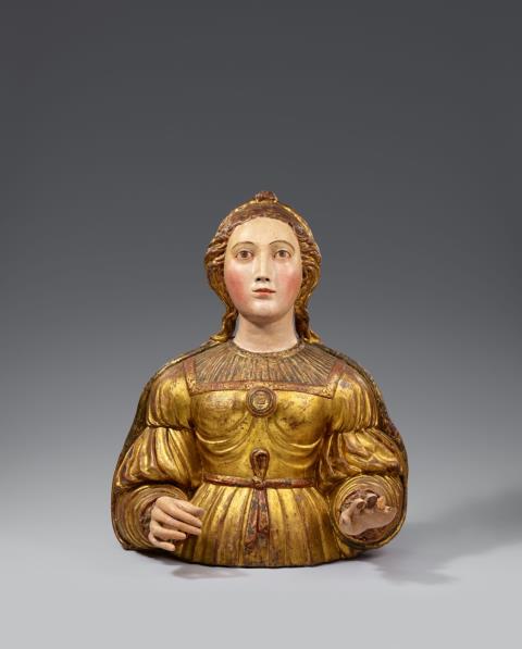 Probably Spain 2nd half 16th century - A reliquary bust of Saint Agnes, presumably Spanish, 2nd half 16th century