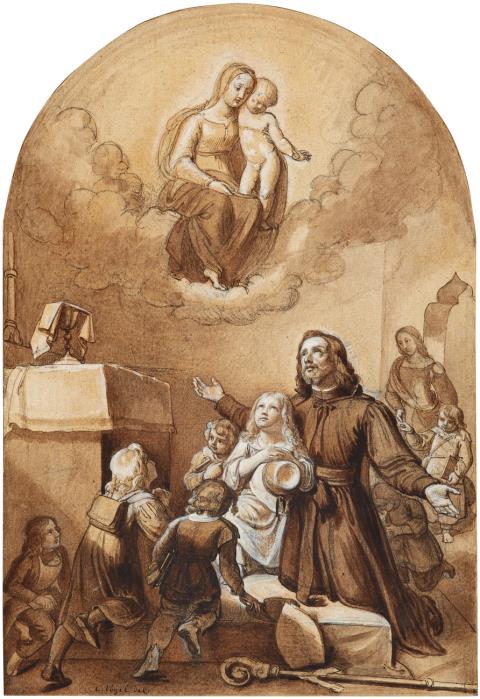 Carl Christian Vogel von Vogelstein - Die Madonna erscheint dem Heiligen Joseph von Calasanz und Kindern