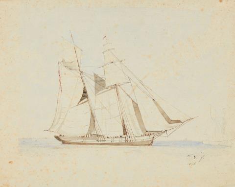 Friedrich Nerly - Segelschiff an Land