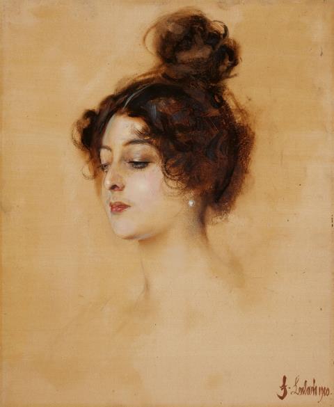 Franz Seraph von Lenbach - Bildnis einer jungen Frau mit hochgestecktem Haar