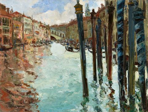 Louis Abel-Truchet - Canal Grande in Venedig mit Blick auf die Rialtobrücke