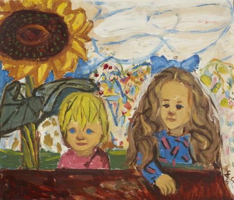 Otto Dix - Zwei Kinder im Garten mit Sonnenblumen (Marcella und Nana)