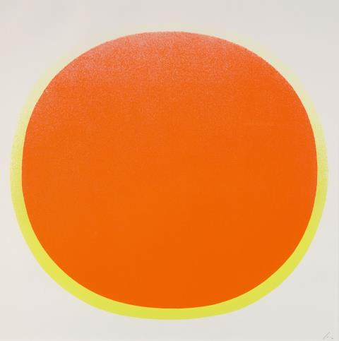 Rupprecht Geiger - Oranger Kreis mit gelbem Kranz auf weiß