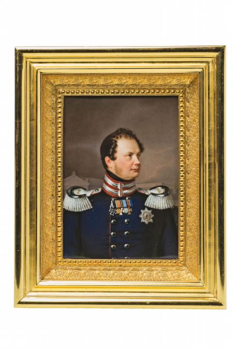 August Eurich - A Berlin KPM porcelain plaque with a portrait of King Friedrich Wilhelm IV
