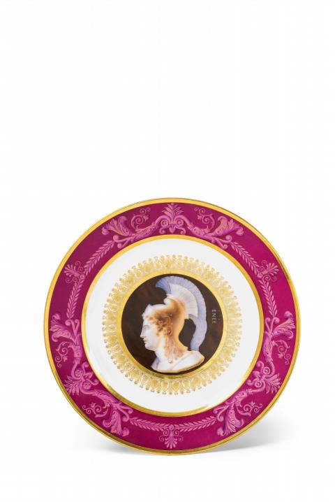 A Sèvres porcelain plate with a cameo portrait of Aeneas
