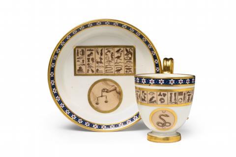 Vienna, Imperial Manufactory directed by Matthias Niedermayer - A Niedermayer porcelain cup and saucer in the Egyptian taste