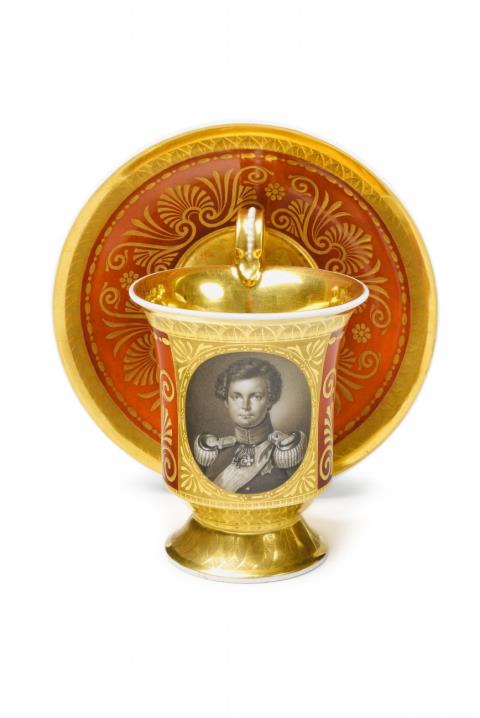 Franz Krüger - A Berlin KPM porcelain cup with a portrait of Crown Prince Frederick William