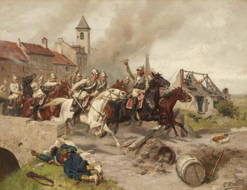 Emil Hünten - Cavalry Attack of the "Königin" (Pommersches) Kürassier Regiment no. 2
