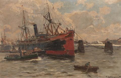 Friedrich Kallmorgen - A South American Steam Ship in Hamburg Harbour