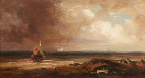 Eduard Schleich the Elder - Oil Sketch - Sailing Ships in a Storm