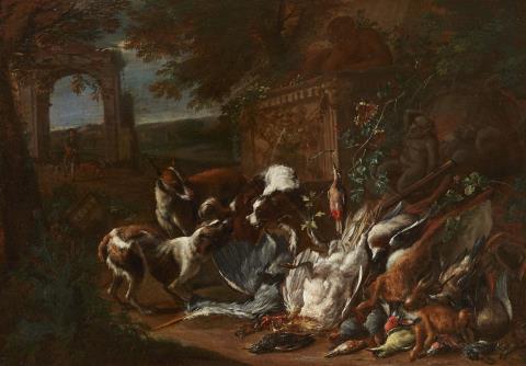 Adriaen de Gryef - Landscape with Dogs and Game