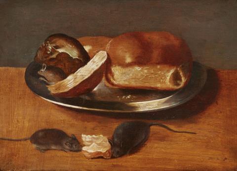  Niederländischer oder Deutscher Meister - Stillleben mit Brot und Mäusen
