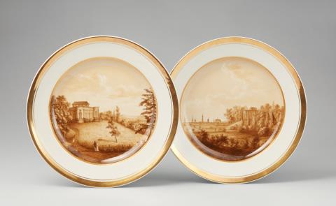  Fürstenberg - A pair of Fürstenberg porcelain plates with views of Lower Saxony