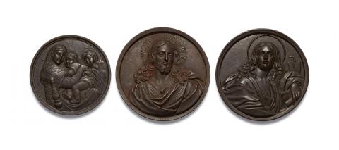  Königliche Eisengießerei Berlin - Three cast iron medallions with Christian motifs