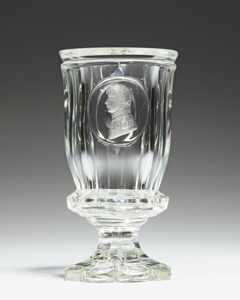Dominik Biemann - A Bohemian cut glass chalice with a portrait of Crown Prince Friedrich Wilhelm
