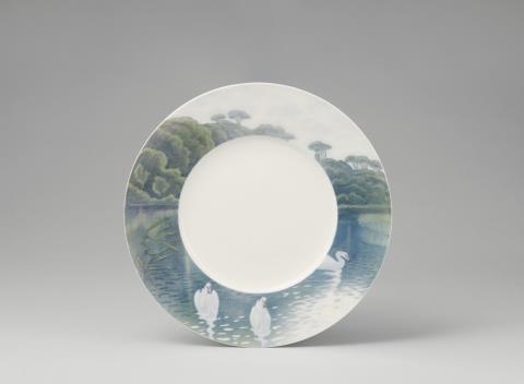  Royal Porcelain Manufacture Copenhagen - A Royal Copenhagen porcelain plate with landscape decor