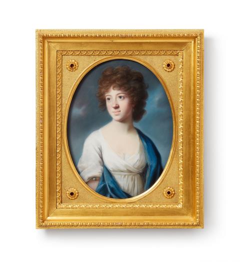 Johann Heinrich Schröder - Portrait of a Lady in a Blue Shawl