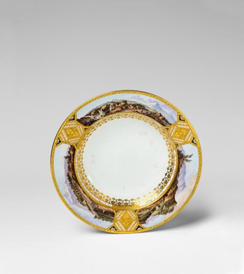  Vienna, Imperial Manufactory directed by Konrad von Sorgenthal - A Sorgenthal porcelain plate with views of Southern Italy