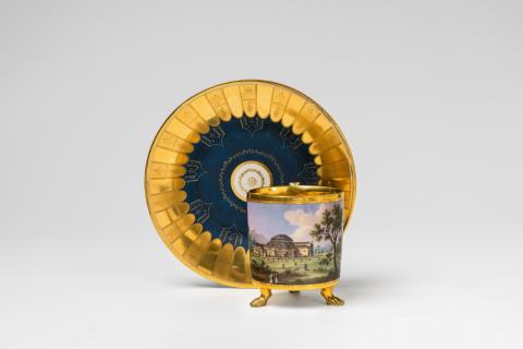  Vienna, Imperial Manufactory directed by Matthias Niedermayer - A Vienna porcelain cup and saucer with a view of the Prater