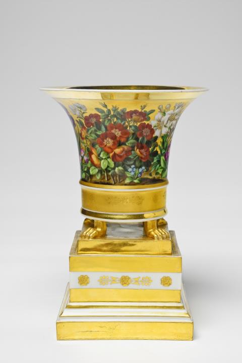  Vienna, Imperial Manufactory directed by Matthias Niedermayer - A Niedermayer porcelain urn with "fleurs en terrasse"