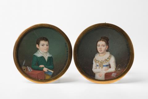 Anton Einsle - Portrait miniatures of a brother and sister